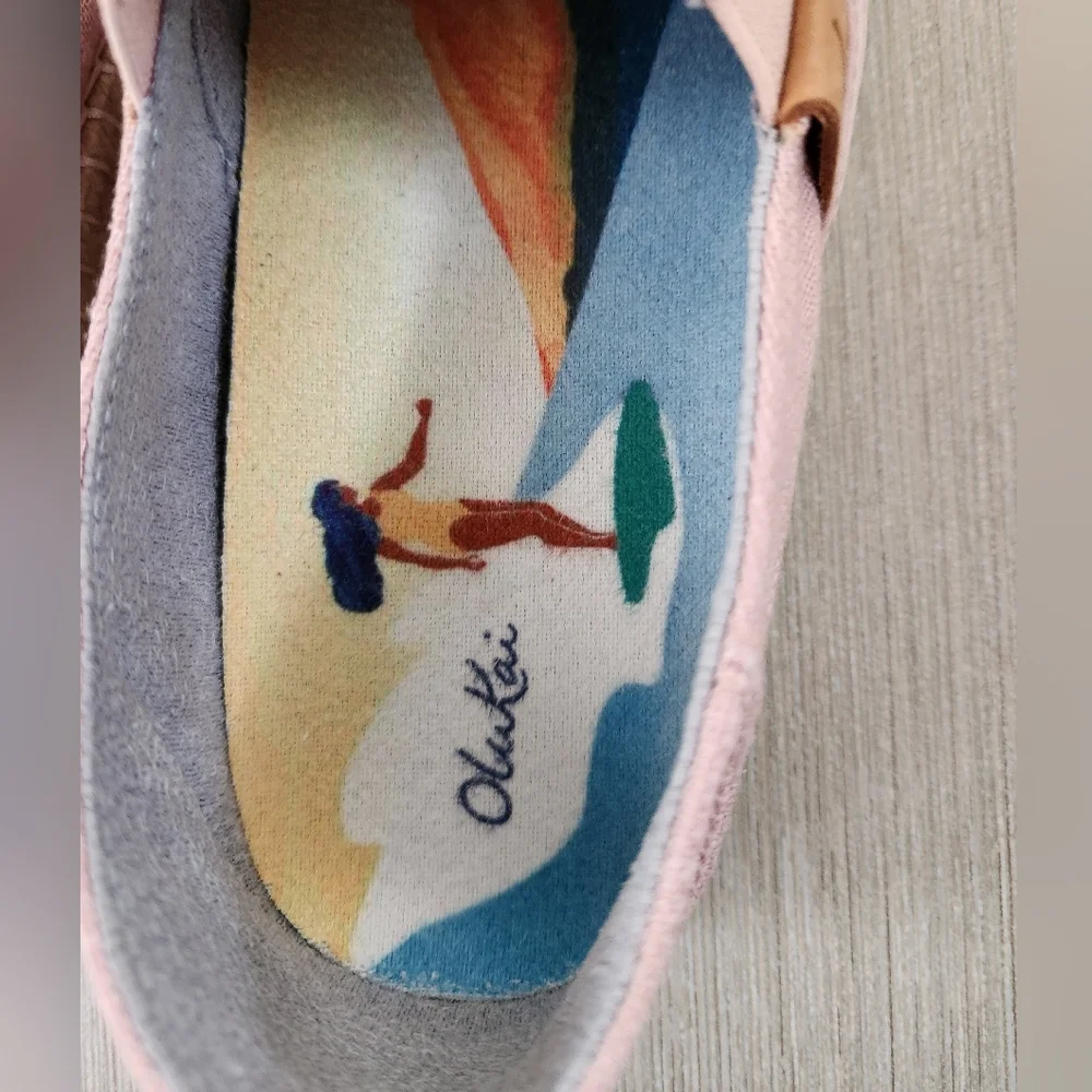 Olukai Women's Kaula Pa'a Kapa Convertible Espadrille~PINK CANVAS ~SIZE 6.5 *NEW